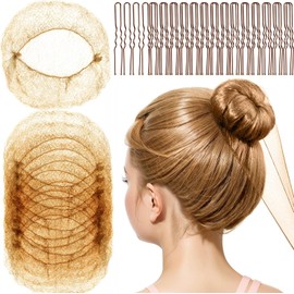 Fandamei Redecillas Para El Cabello Para Niñas, Redecillas Invisibles(20 Unidades)Con 40 Horquillas En Forma De U, Redecillas De 30 Cm Para Moños, Accesorios Para El Cabello Para Bailarinas Y Mujeres,