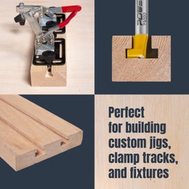 POWERTEC T Track Router Bit, Tungsten Carbide Tipped Router Bit, 1/4" Shank, 5/8" Dia., Slatwall, T Slot for Picture Frames, Compatible with 1/4" & 5/16" T Track Bolts (73022)