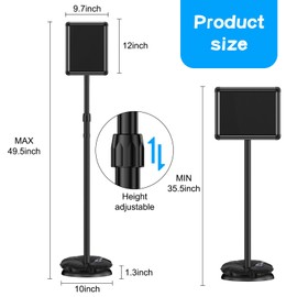 EHWINE 2 Pack 8.5x11 Sign Holder, Adjustable Easel Display Stand with Snap-Open Frame, Reusable Chalkboard Insert, 360° Rotating Poster or Menu Holder, for Retail, Restaurants, Events, and Indoor Use