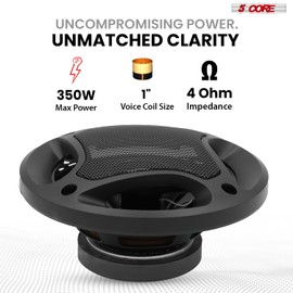 5 CORE 2 Way 5 Inch Car Stereo Speakers 350W Coaxial Subwoofer w Tweeter | Universal Fit Quick Easy Replacement Component Speaker Vehicle Door/Side Panel Mount Compatible Deep Bass (Pair) - CS 05 2W