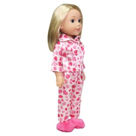 American Fashion World Pink Heart Pajamas for 14-Inch Dolls | Premium Quality & Trendy Design | Dolls Clothes | Outfit Fashions for Dolls for Popular Brands