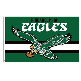 Yerchic Eagles Flag Philadelphia Throwback Banner 3 * 5ft for Sports Fans Garage Indoor Room Man Cave Wall Decoration Durble Polyester Tapestry