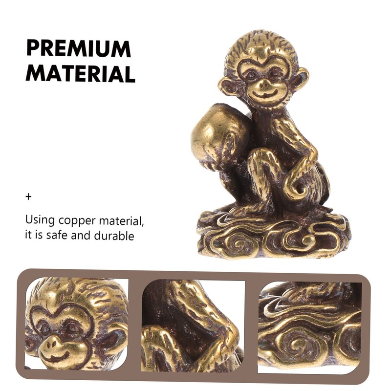 iplusmile 1Pc Mini Monkey Shape Copper Ornament Cute Desktop Decor