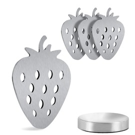 Marzoon 4 Magnetic Tablecloth Weights Made of Stainless Steel, Tablecloth Holder with Magnet, Silver (Strawberry) - Practical Tablecloth Weights for Garden and Indoor Use