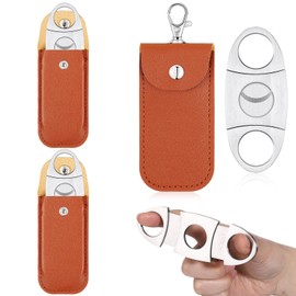 Lasnten 2 Set Cutter with Leather Case Stainless Steel Cutter Gift Ring Fit Almost Sizes Clippers Keychain Accessories for Men