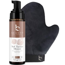 Beauty by Earth Self Tanner Tanning Mousse Kit - USA Made with Natural & Organic Ingredients, Self Tanner Mousse and Mitt, Tan Kit, Fake Tan Tanning Foam, Medium to Dark, Sunless Tanners Best Sellers