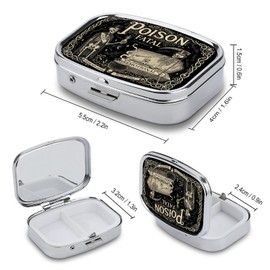 Metal 2 Compartment Pill Organizer Travel Friendly Portable Compact Pill Box,Cute Pill Case to Hold Vitamins,Fish Oil,Supplements,Meds,Tablet for Purse,Pocket (Golden Skull)
