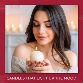 Biedermann & Sons 8-Hour Long Burning Unscented Round Ball Candles, Champagne, 2.5 Inch - Set of 4