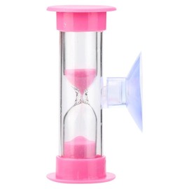 Pink 2 Minute Plastic Sand Timer Hourglass Sand Clock with Suction Cup Time Funnel Shower Timer Tooth Brushing Time Reminder Timers Thermometers Kitchen and Dining