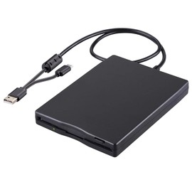 Tendak Floppy Disk Reader, 3.5 inch External USB & Type-C 1.44MB FDD Floppy Disk Drive for Windows 11/10/8/7/2000/XP, Vista, PC, Laptop and Desktop, Plug and Play, Black