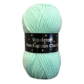 WoolCraft Fashion Chunky Knitting & Crochet Yarn, Great Value Yarn with 27 Colour Combinations in The Range, 100% Acrylic, 150 Metres, 100g Balls, Single Ball, Mint