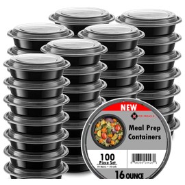 Round Meal Prep Containers With Lids - 16 OZ Reusable Food Containers, 50 Pack - Microwave, Dishwasher & Freezer Safe Meal Prep Boxes for Convenient Storage - BPA-Free Stackable Lunch Containers