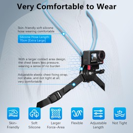 AMAZEAR Magnetic Neck Holder for Action Camera Accessory Comfortable Hands-Free Chest Mount First-Personal POV VLOG, for GoPro Hero 13, for DJI OSMO Action5 Pro, Pocket 3, for Insta360 Ace, for AKASO