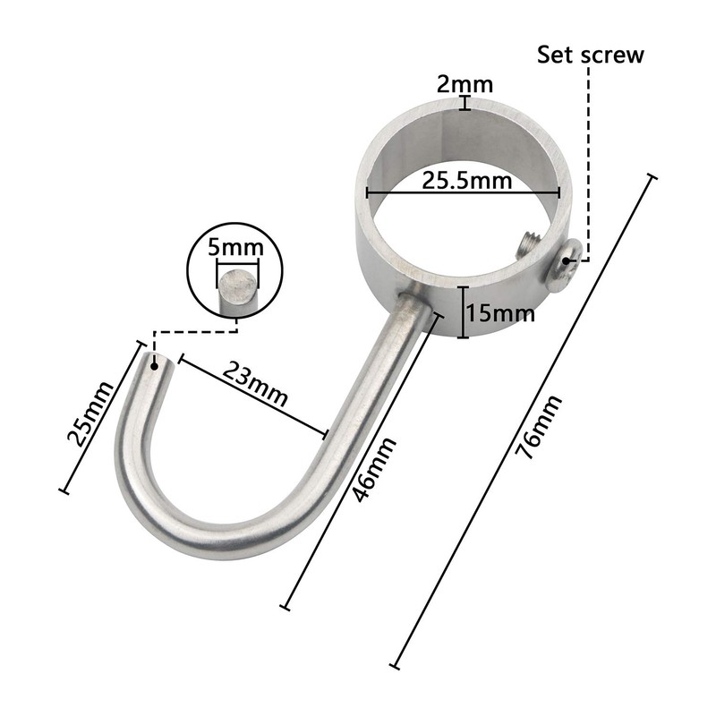 Pxyelec Tube Rod Hooks Adjustable Multi-Function Heavy-Duty Stainless Steel J