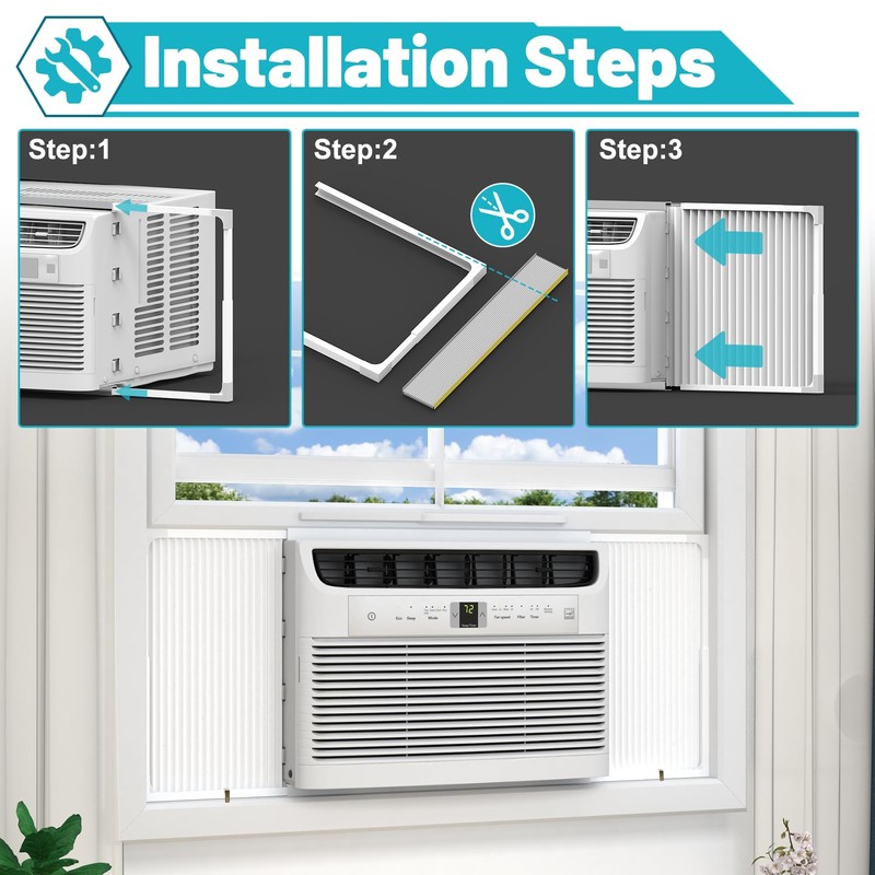 Chiligent Window AC Side Panel with Frame, Adjustable Air Conditioner