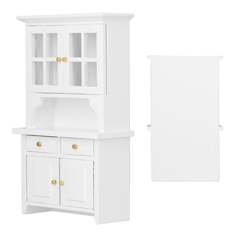 1:12 Dollhouse Cabinet Wooden Simulated Miniature Kitchen Furniture Decoration AccessoriesWhite