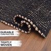 Black 2X6 Jute Rug Braided Construction - Farmhouse Woven Carpet