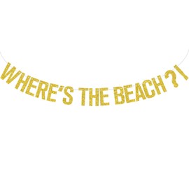 Gold Glitter Where's the Beach Banner, Summer Hawaiian Vacation Holiday Decorations, Drink Up es Bach Bachelorette Bridal Shower Birthday Party Decorations Supplies