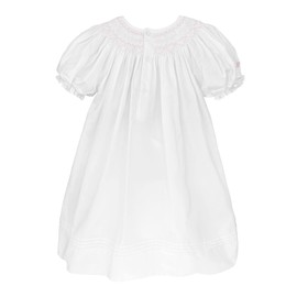 Petit Ami Baby Girls Daygown with Heart Smocking and Pearls (White, 9 Month)