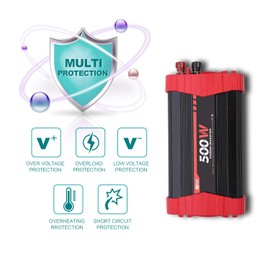 BYGD 500W Car Power Inverter DC 12V to 110V AC Converter Dual Outlets with 3.1A 4 USB Ports Car Charger Adapter