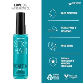 SexyHair Healthy Love Oil Aceite Hidratante, 73 ml | Controla frizz | Aporta brillo | Protección térmica | Todo tipo de cabello
