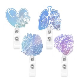 Hugwish Pack of 4 Retractable Badge Holder Clips for Nurses, Doctors, Volunteer Gifts, Name Plate Nurse, Nurse Accessories