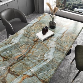 Wallercity Blue/Brown Marble Contact Paper for Table Tops Matte Peel and Stick Countertops Wallpaper for Kitchen Bathroom Cabinets Self Adhesive Vinyl Granite Wall Paper for Cupboards 15.8''x78.7''