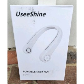 UseeShine Portable Adjustable USB Rechargeable Neck Fan Bladeless, 3 Speeds, Traveling NEW