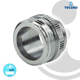 tecuro Adaptor for Fittings, M24 x 1 Male Thread x 3/4 Inch Male Thread, Brass, High-Gloss Chrome-Plated - 20091