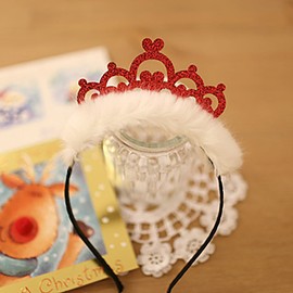 djhbuy Women's Girls Fluffy Fur Crown Hair Band, Christmas, Birthday Party Hair Accessories - sliver
