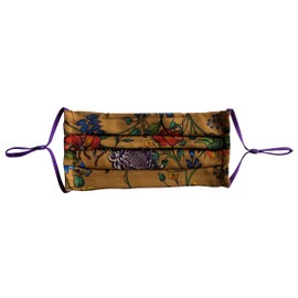 Anuschka Silk Face Masks - Comfortable Double-Layered Pleated Design - Reusable, Breathable & Adjustable - Caribbean Garden