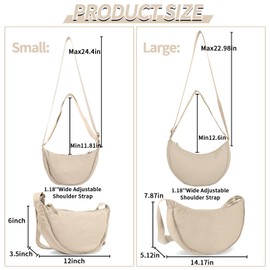 Nylon Crescent Crossbody Bag for Women Purses Trendy Men,Small Travel Sling Bag Hobo,Lightweight Fanny Pack with Zipper Adjustable Strap,Round Soft Shoulder Pouch Bag for Everyday Use Sport(Beige)