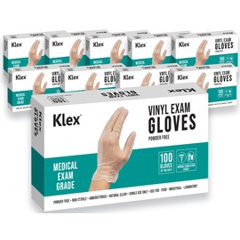 Klex Disposable Heavy Duty Vinyl Gloves Latex Free Powder Free, BPA Free Medical Grade Disposable Glove, Large L, 1000 Count