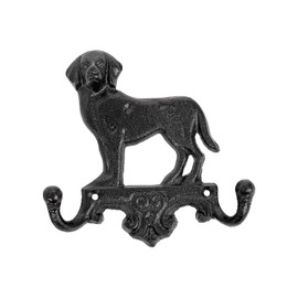 Sungmor Cast Iron Vintage Dog Wall Hooks, Decorative Wall Mounted Coat Hooks, Rustic Heavy Duty Double Hooks Cute Animal Key Hangers for Dog Leashes, Towels, Hats