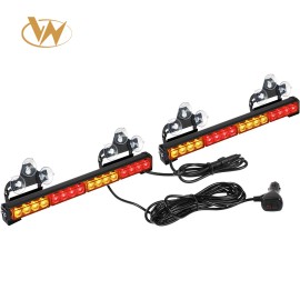 2x16.8 Inch Auto Interior Safety Lights 32LED 26 Flash Patterns Emergency Flashing Traffic Advisor Strobe Light Bar for AutosLight Color: Amber/white