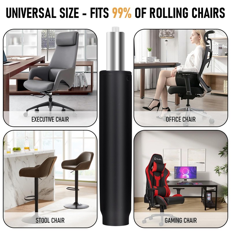 Class 4 Office Chair Gas Lift Cylinder, 5.3" Stroke, 1000