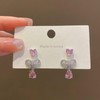 Pink Earrings for Women Rhinestone Bow Earrings Pink Stud Earrings