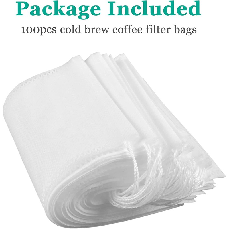 Yzurbu 100pcs Cold Brew Coffee Bags, 6'' x 8'' No