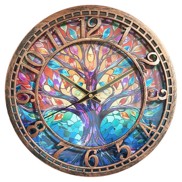WANGIRO Tree of Life Wall Clock 12inch Silent Movement Non-Ticking