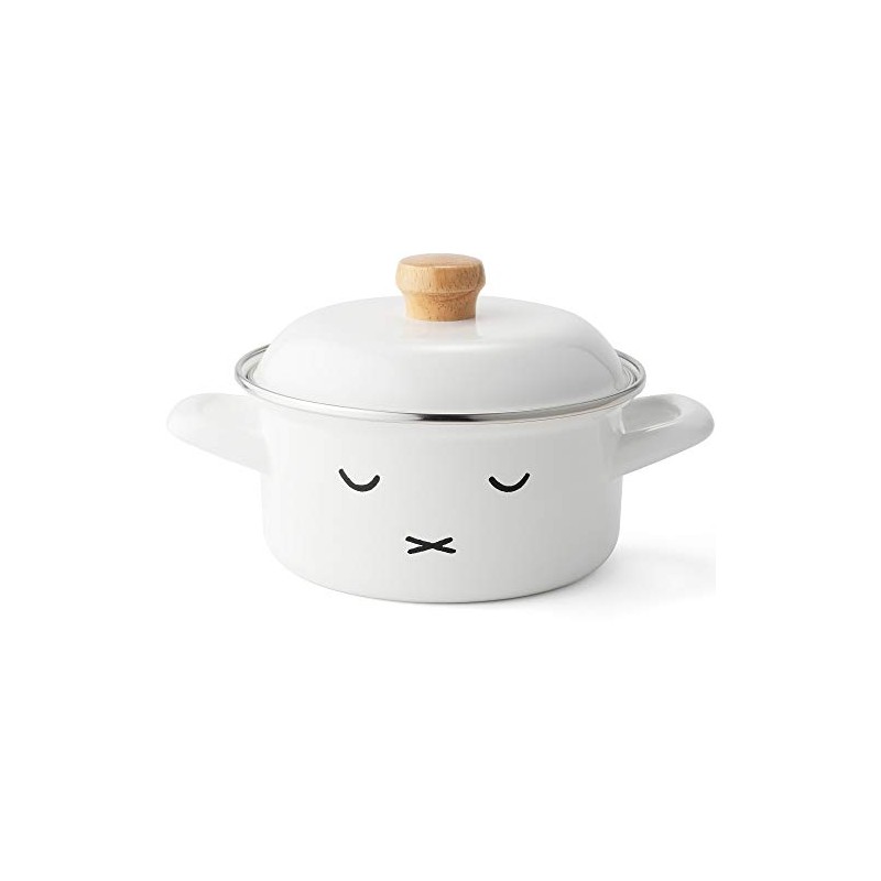 Fuji Horo Miffy Face IH Compatible Casserole Two-Handle Pot, White,