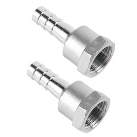 Stainless Steel Barb Hose Fittings, 15mm to 19mm Female Thread Barbed Joint Adapter Pipe Connector Adapter for Fuel Gas Water Oil (2 Pack)