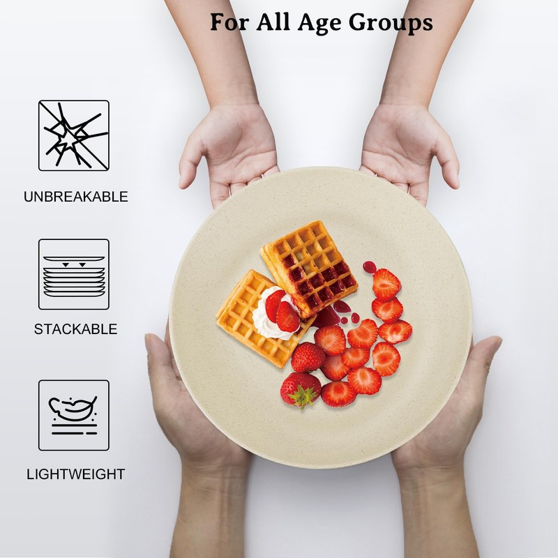 Wrova Wheat Straw Dinner Plates 10 Inch Unbreakable Set of