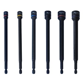 NordWolf 6-Piece SAE Nut Driver Set, S2 Steel Impact Magnetic 6" Nut Setters, Imperial Sizes 1/4"-5/16"-3/8"-7/16"-1/2"-9/16"