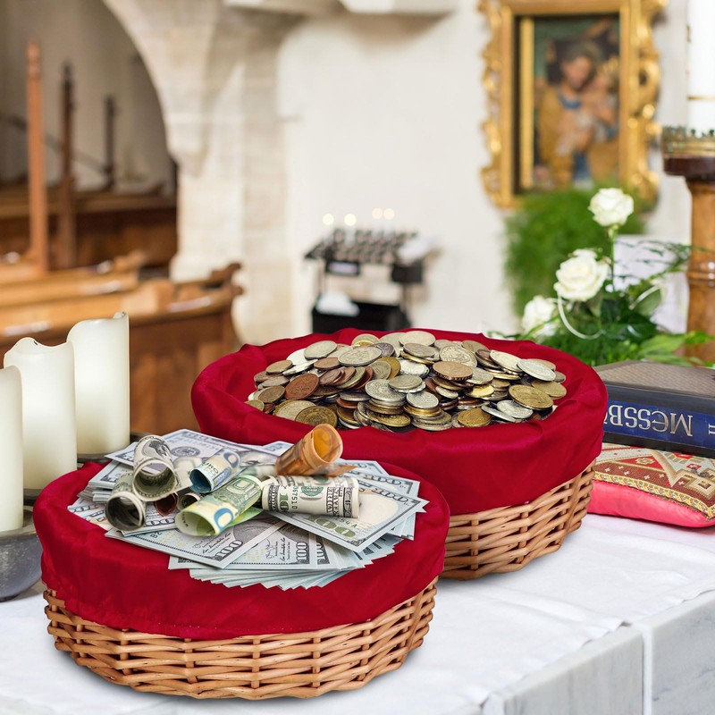 Hushee 3 Pack 9.1 Inch Round Offering Baskets for Church