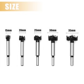 5PCS Forstner Drill Bit,Tungsten Carbide Tipped - for Hard Wood,Soft Wood Woodworking Hinge Cutter Tool Kits for Veneered Plywood Plastic(15mm-35mm)