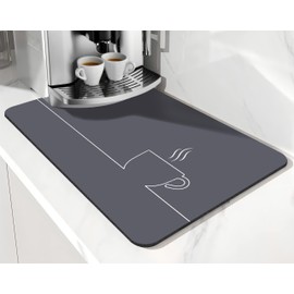 Coffee Bar Mat Accessories for Countertop Absorbent Hide Stain Rubber Backed Dish Drying Mats for Kitchen Counter Draining Pad Decor Gift Fit Under Coffee Maker Coffee Pot Espresso Machine (20x12in)