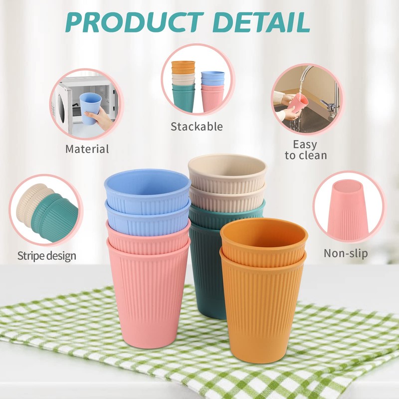 AouiSton Cups, Children's Cups, 350 ml Set Unbreakable Drinking Cups,