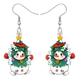 RAIDIN Acrylic Cute Christmas Snowman Dangle Hook Earrings Gifts for Women Girls Holiday Hypoallergenic Jewelry for Festival Party Decorations (Snowman A)