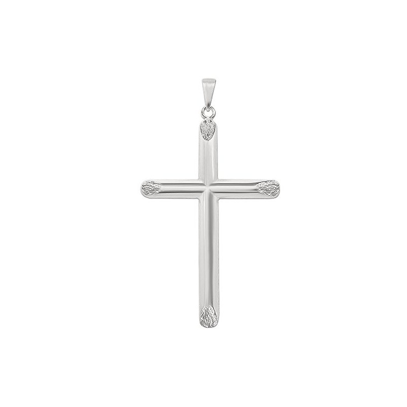 CLEVER SCHMUCK Silver Pendant Very Large Cross 54 mm Semicircular