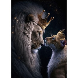 RICUVED Lion Kings Diamond Painting Kits for Adults,Animal Diamond Painting Kits,5D DIY Round Full Drill Lion Diamond Art Kits Craft for Home Wall Art Decor 30X40cm